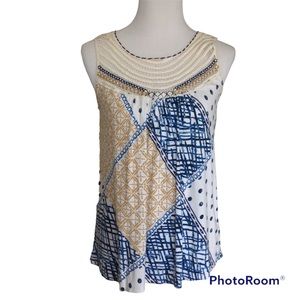 Love Appella for Stitch Fix Mackinley Crochet Yoke Knit Top Sz S